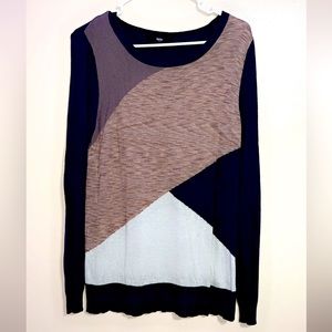 Brown & Navy Blue Long Sleeve Sweater - Size Large